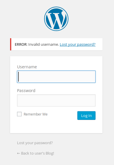 Invalid Username