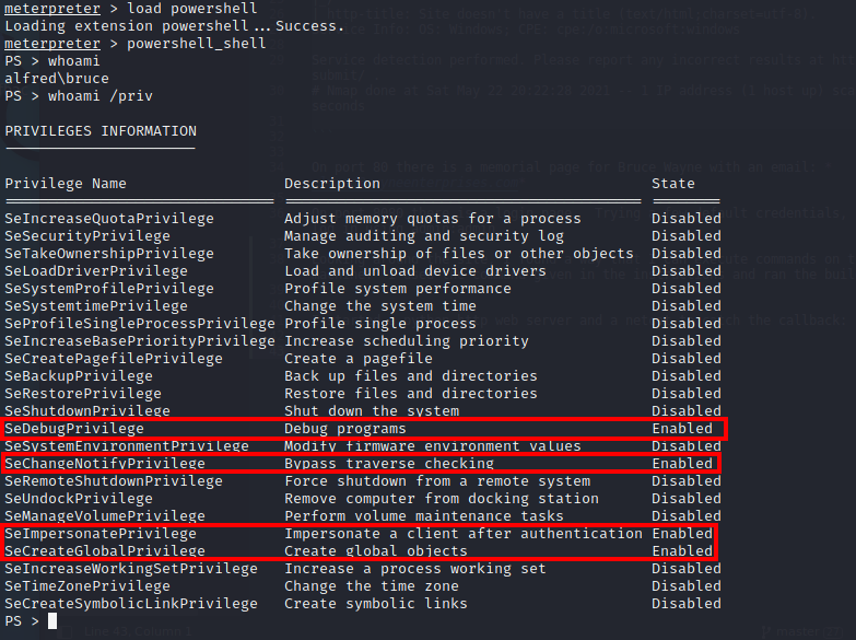 enabled privileges
